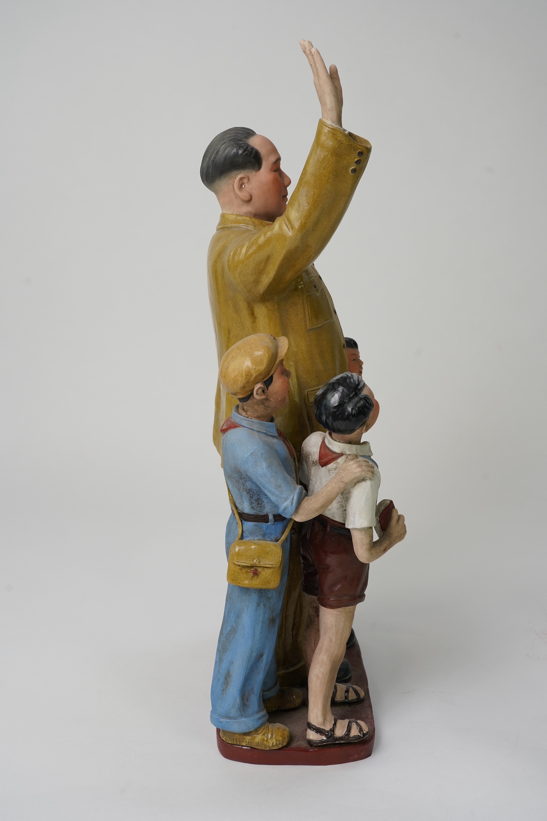 A large Chinese enamelled porcelain group of Mao Dse Dong and three school children, 1970s